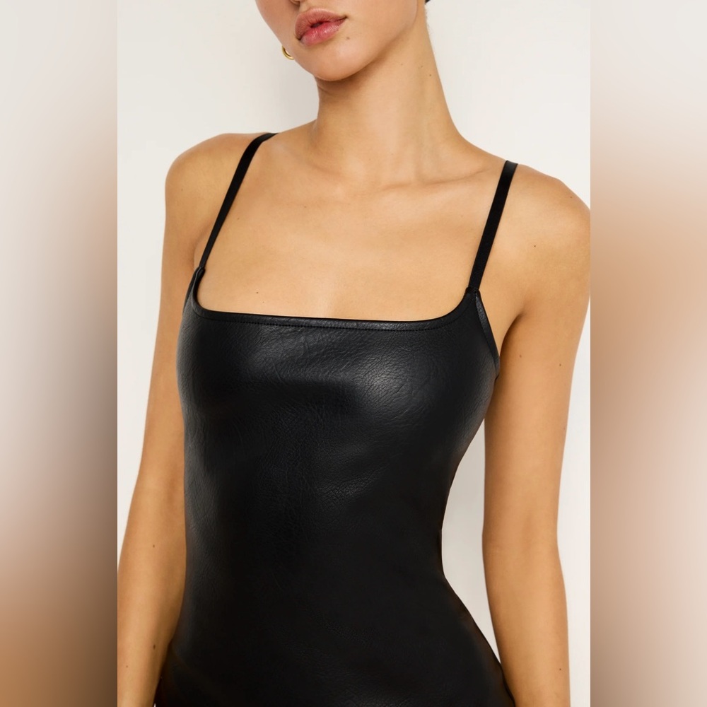 Good American Black Faux Leather Mini Dress Size M - Picture 4 of 10